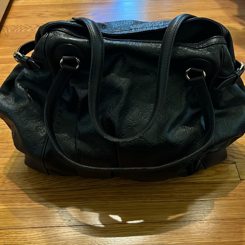 Black leather XL hobo shoulder bag